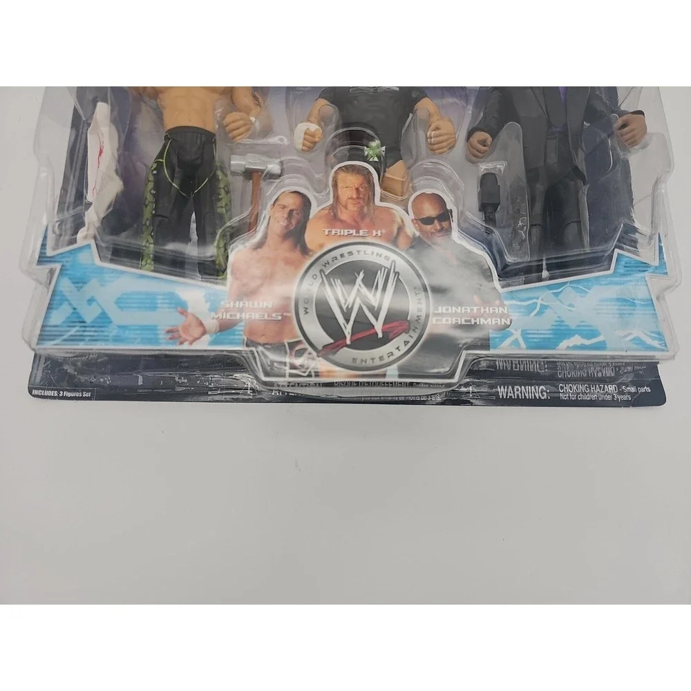 WWE Treacherous Trios Shawn Michaels Triple H Jonathan Coachman Figures Jakks 06